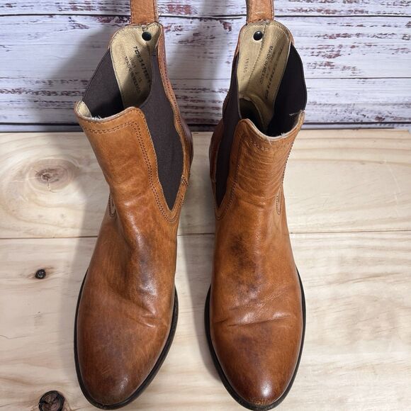 Frye Carson Chelsea Ankle Boots Cognac Brown Sz 7.5 Western Indie Distressed - Picture 4 of 16